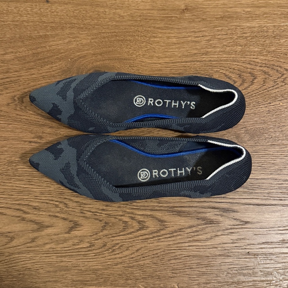 Rothy's Black and Gray Camouflage Flats